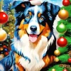 Christmas Border Collie Diamond Painting