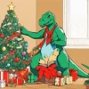 Christmas Dinosaur Diamond Painting