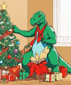 Christmas Dinosaur Diamond Painting