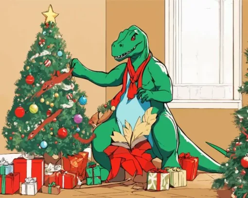 Christmas Dinosaur Diamond Painting