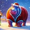 Christmas Hippo Diamond Painting