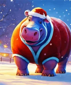 Christmas Hippo Diamond Painting