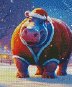 Christmas Hippo Diamond Painting