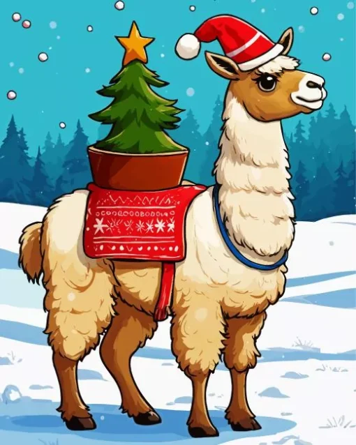 Christmas Llama Diamond Painting