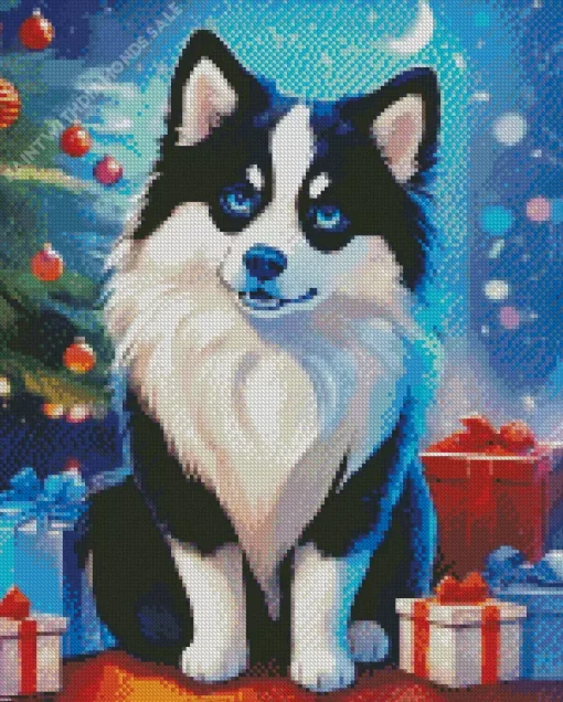 Christmas Samoyed Dog Diamond Painting