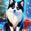 Christmas Samoyed Dog Diamond Painting