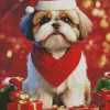 Christmas Shih Tzu Diamond Painting