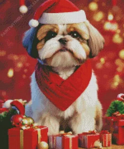 Christmas Shih Tzu Diamond Painting