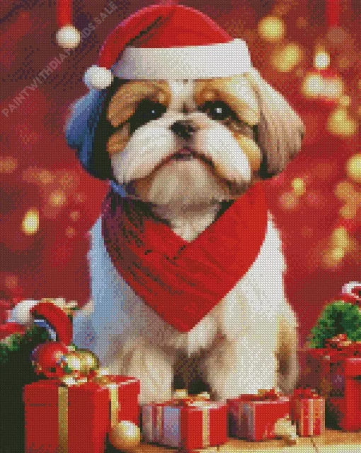 Christmas Shih Tzu Diamond Painting