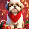 Christmas Shih Tzu Diamond Painting