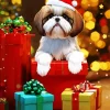 Christmas Shih Tzu With Gifts Diamond Painting