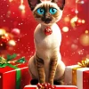 Christmas Siamese Cat Diamond Painting