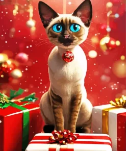 Christmas Siamese Cat Diamond Painting