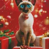 Christmas Siamese Cat Diamond Painting