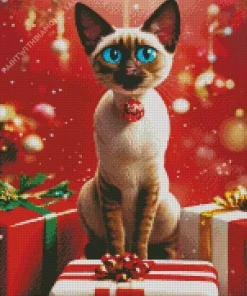 Christmas Siamese Cat Diamond Painting