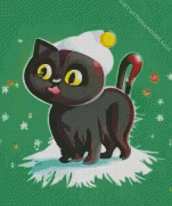 Christmas Black Cat Diamond Painting