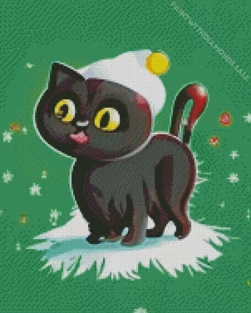 Christmas Black Cat Diamond Painting