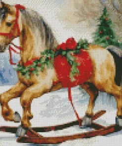 Christmas Brown Horse Diamond Painting