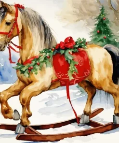 Christmas Brown Horse Diamond Painting