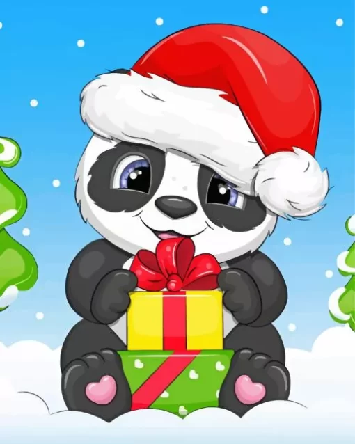 Christmas Panda In Snow Diamond Painting