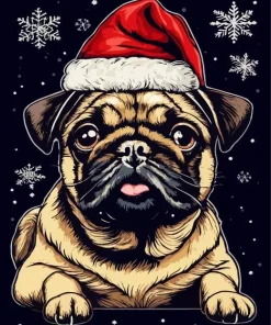 Christmas Pug Diamond Painting