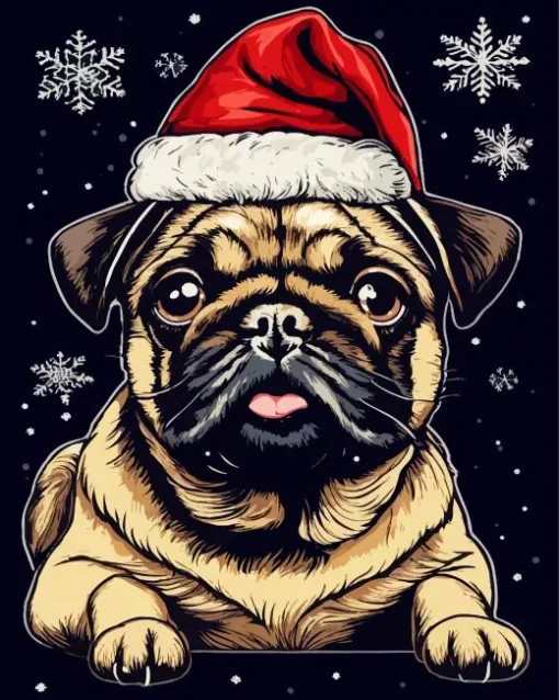 Christmas Pug Diamond Painting