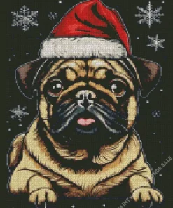 Christmas Pug Diamond Painting