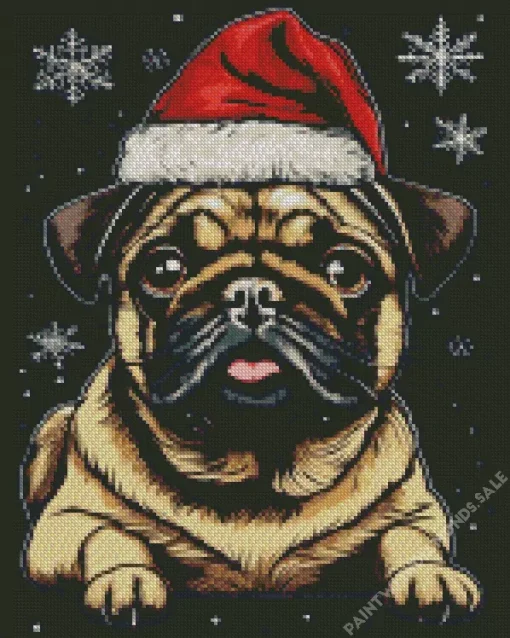 Christmas Pug Diamond Painting