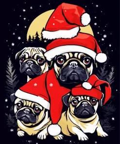 Christmas Pugs Family Diamond Painting