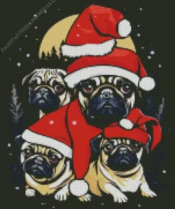 Christmas Pugs Family Diamond Painting