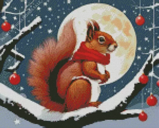 Christmas Squirrel Diamond Painting