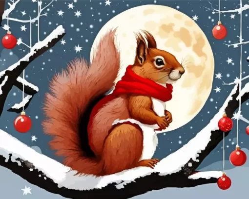 Christmas Squirrel Diamond Painting