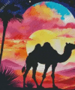 Colorful Camel Silhouette Diamond Painting