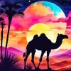 Colorful Camel Silhouette Diamond Painting