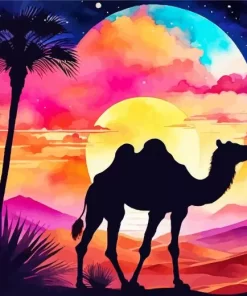 Colorful Camel Silhouette Diamond Painting