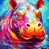 Colorful Hippo Diamond Painting