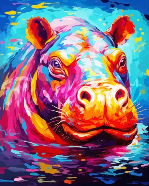 Colorful Hippo Diamond Painting