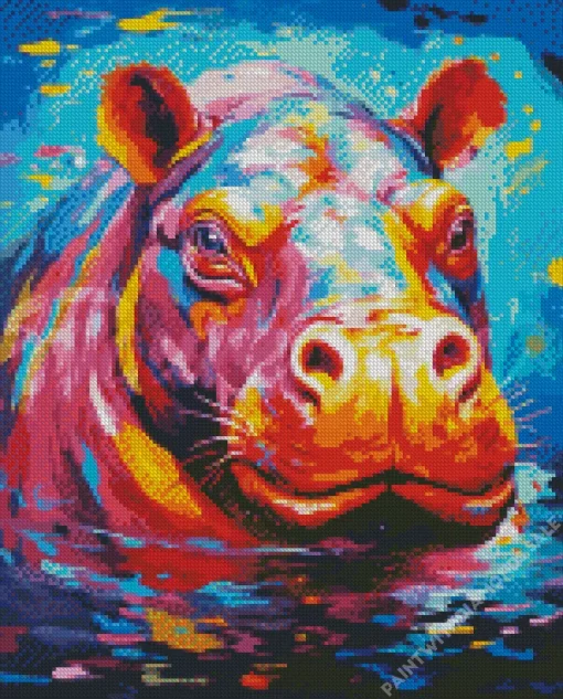 Colorful Hippo Diamond Painting