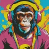 Colorful Monkey With Headphones Diamond Painting