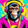 Colorful Monkey With Headphones Diamond Painting