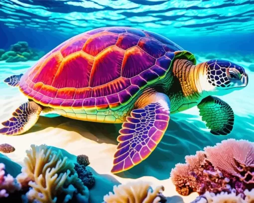 Colorful Sea Turtle Diamond Painting