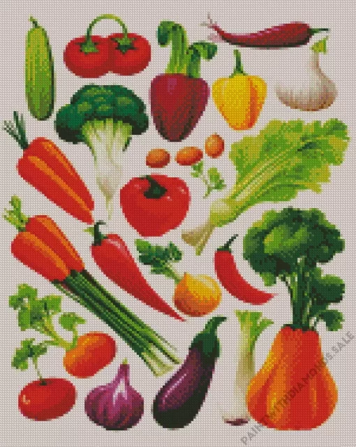 Colorful Array Of Fresh Vegetables Diamond Painting