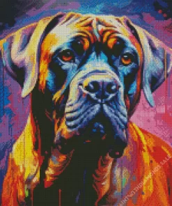 Colorful Bullmastiff Dog Diamond Painting