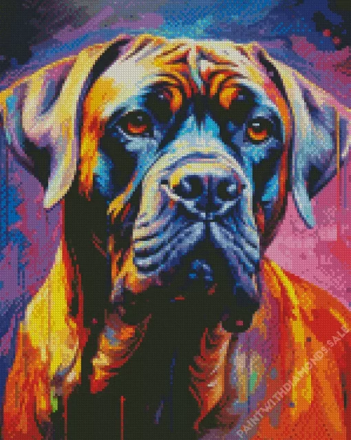 Colorful Bullmastiff Dog Diamond Painting