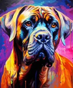 Colorful Bullmastiff Dog Diamond Painting