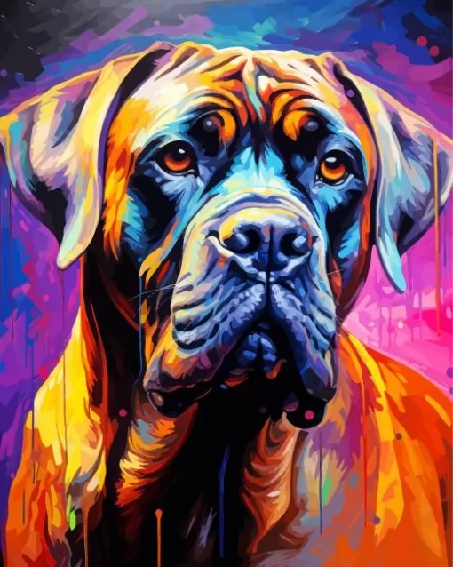 Colorful Bullmastiff Dog Diamond Painting