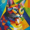 Colorful Cat Cubist Art Diamond Painting