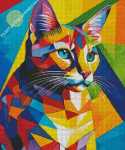 Colorful Cat Cubist Art Diamond Painting