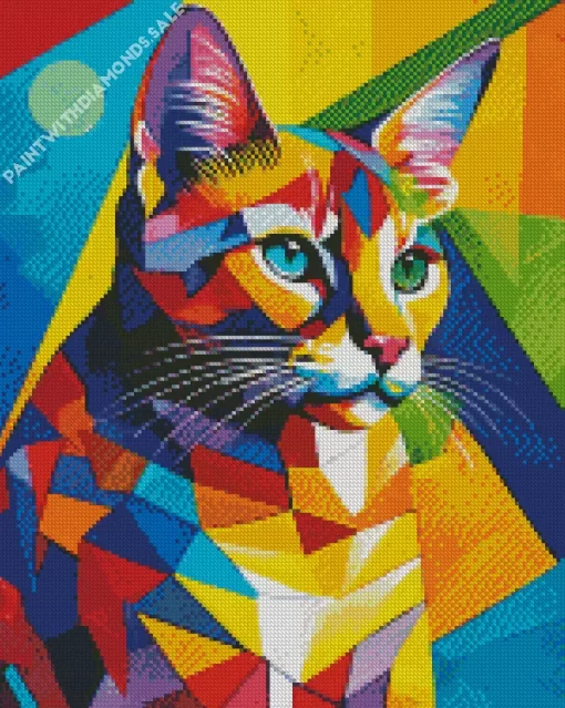 Colorful Cat Cubist Art Diamond Painting