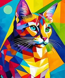 Colorful Cat Cubist Art Diamond Painting